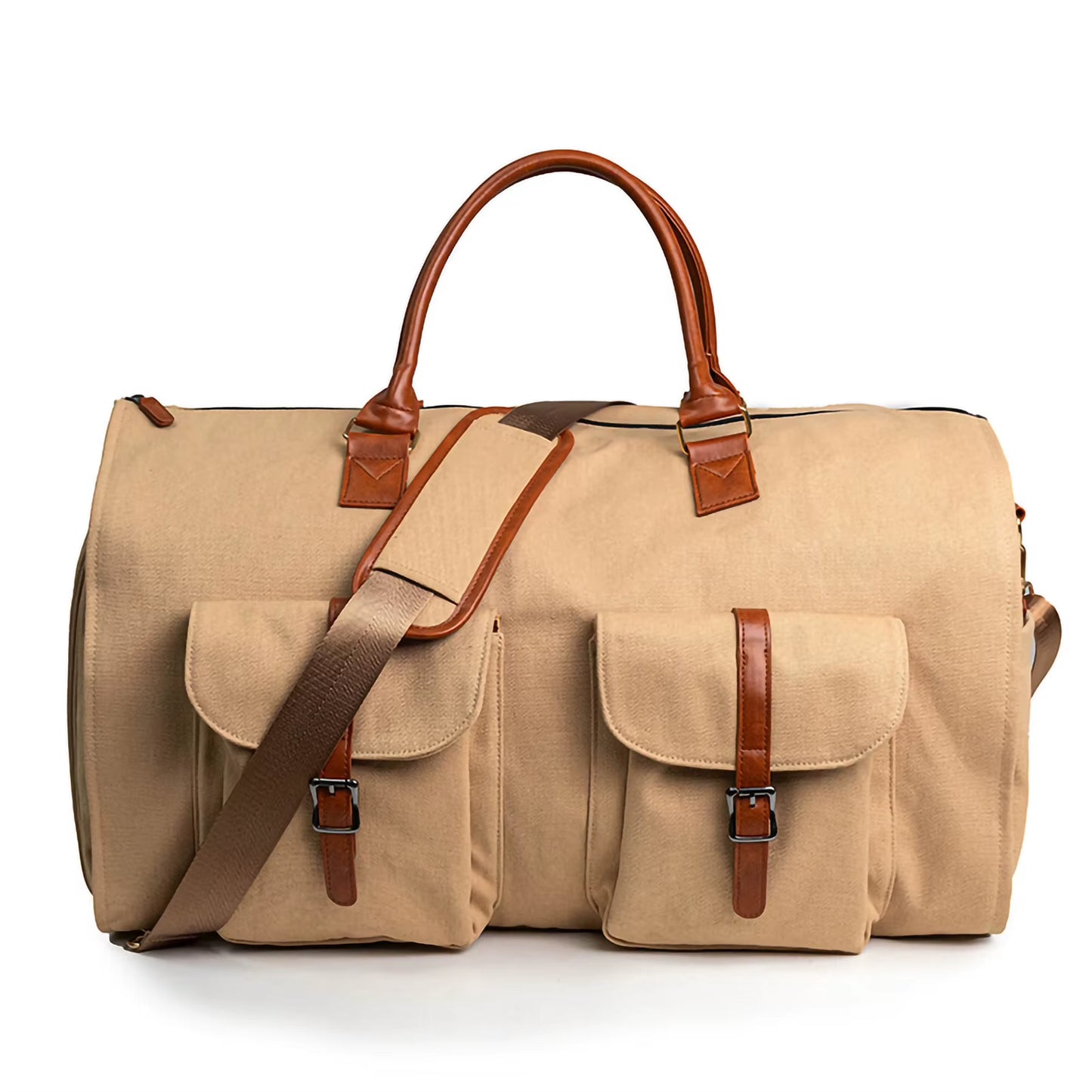 New Travel Bag Leather Foldable Travel Bag Large Capacity Luggage Handbag Waterproof Suit Business Clothing Bag for Men Women