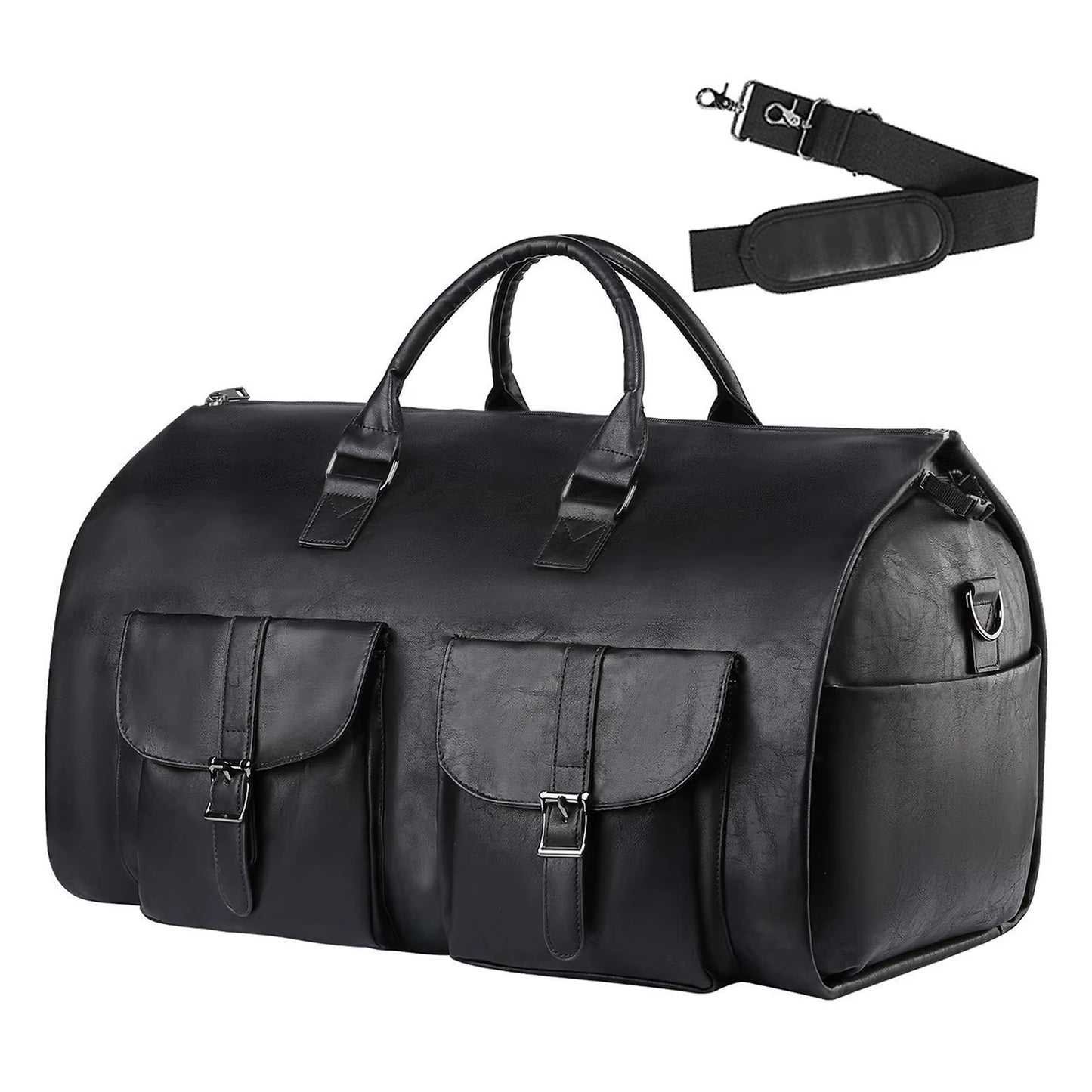 New Travel Bag Leather Foldable Travel Bag Large Capacity Luggage Handbag Waterproof Suit Business Clothing Bag for Men Women
