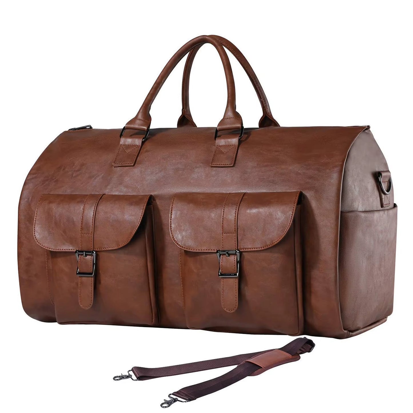 New Travel Bag Leather Foldable Travel Bag Large Capacity Luggage Handbag Waterproof Suit Business Clothing Bag for Men Women