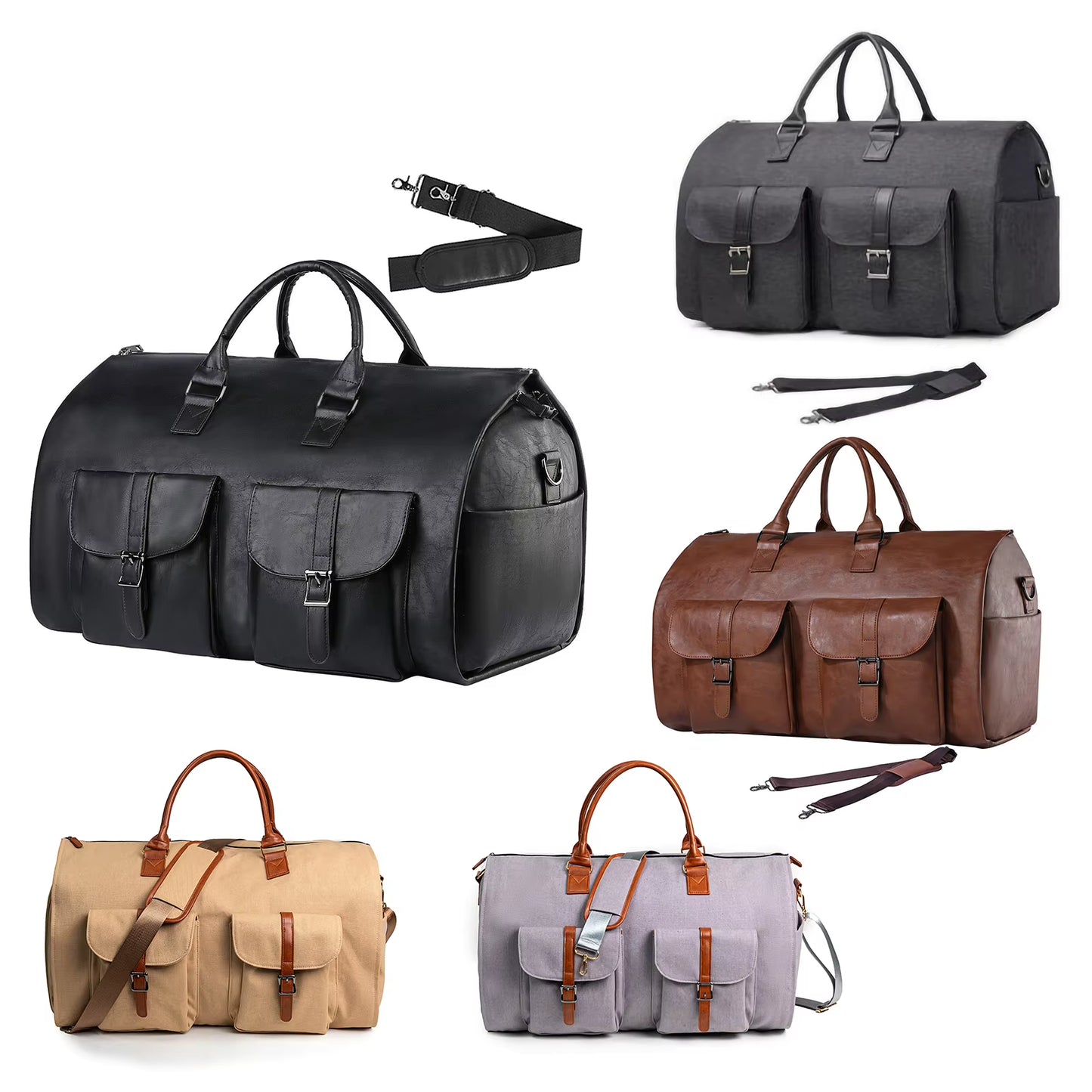 New Travel Bag Leather Foldable Travel Bag Large Capacity Luggage Handbag Waterproof Suit Business Clothing Bag for Men Women