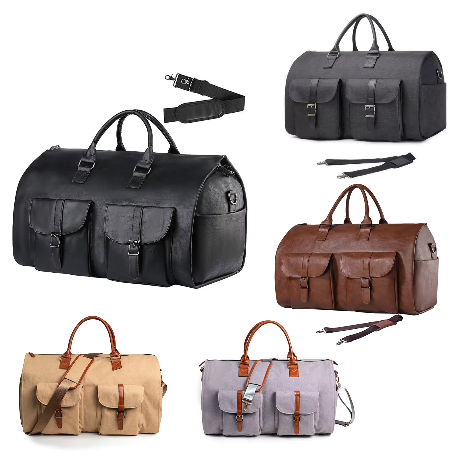 New Travel Bag Leather Foldable Travel Bag Large Capacity Luggage Handbag Waterproof Suit Business Clothing Bag for Men Women
